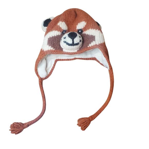 Vive Bien Arts Of Equador Toddler Panda Fleece Lined Wool Handmade Winter Hat - Picture 1 of 3